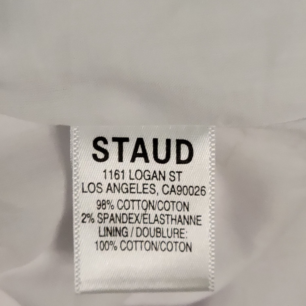 Staud Clea Mid Length White Button-Down Twisted Front Detail Size 6 NWT - Picture 10 of 12